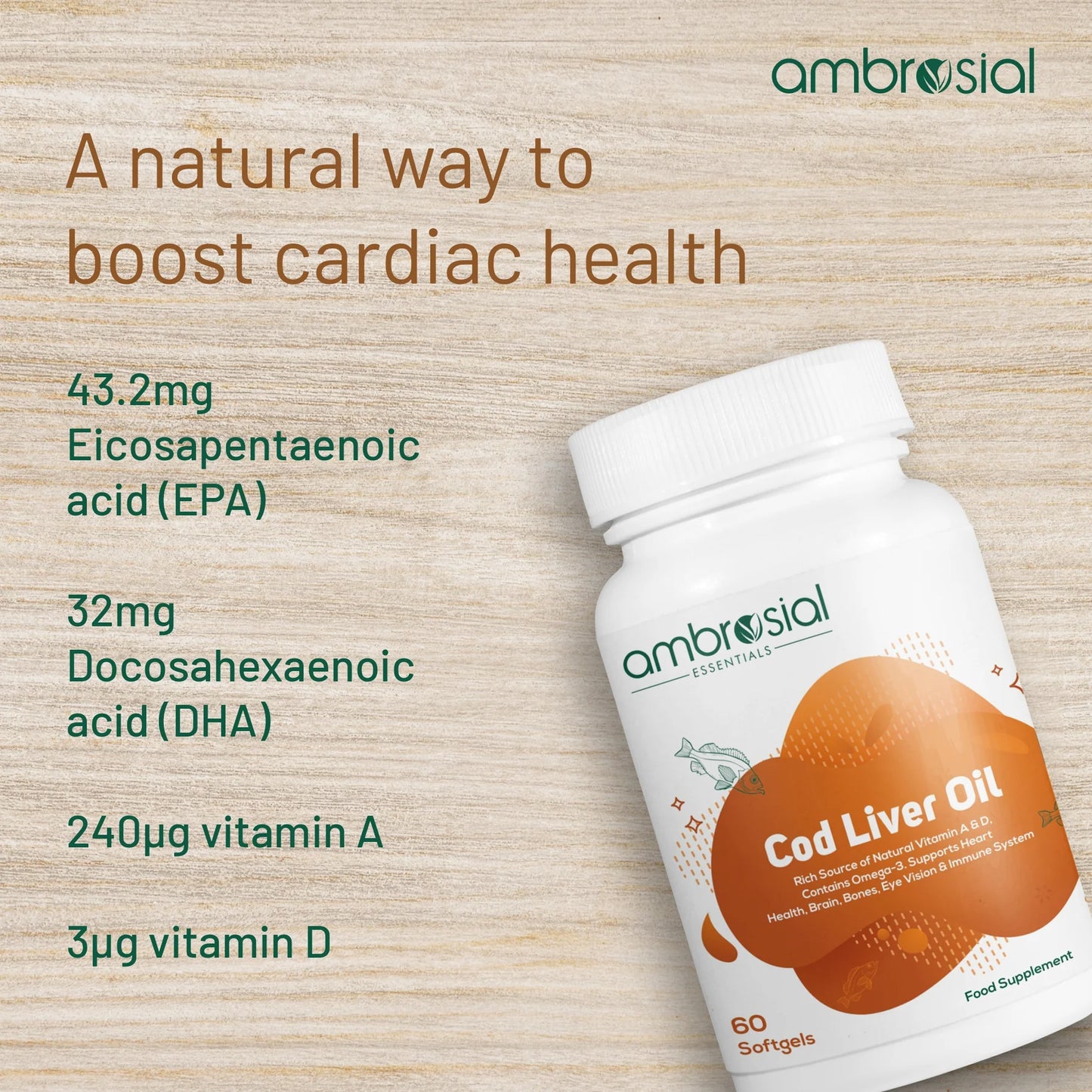 Ambrosial Cod Liver Oil 60tab