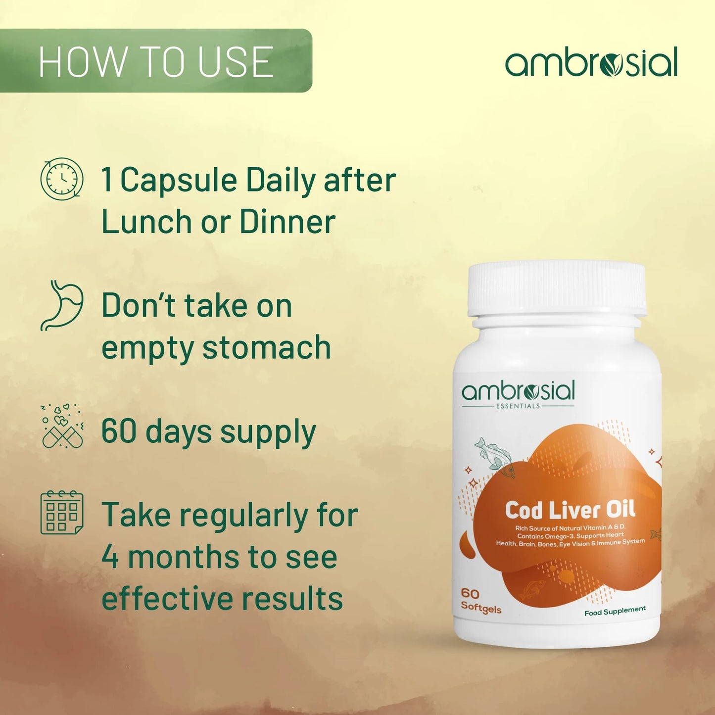 Ambrosial Cod Liver Oil 60tab